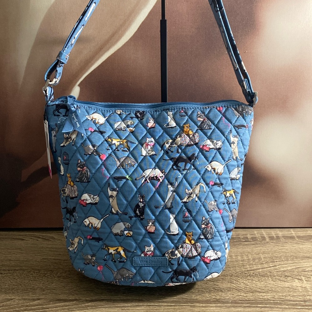 Vera Bradley Blue Cat Print Crossbody Bag